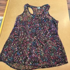 Lily White Multi Colored Sheer Black Tank